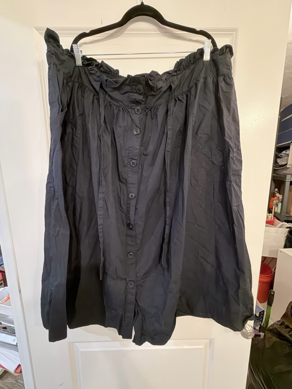Who What Wear Black A-Line Button-Front Skirt
